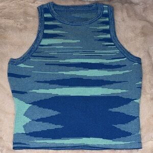 Blue and Teal Sleeveless Knit Top